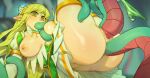  1girl anal ass berg-yb breasts double_penetration elsword grabbing grabbing_another&#039;s_breast green_eyes green_hair pointy_ears rape rena_erindel tentacle_in_mouth tentacle_sex tentacles 