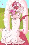  absol absurd_res anthro aphrodite aphrodite_the_absol blush claws clothing dress female flower generation_3_pokemon gown hi_res looking_at_viewer nintendo plant pokemon pokemon_(species) shiny_(disambiguation) smile tail wedding wedding_dress 