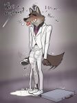  anthro balls_outline big_bulge blush bodily_fluids bulge canid canine canis clothing cum cum_in_clothing cum_through_clothing detailed_bulge dreamworks ejaculation excessive_cum excessive_genital_fluids genital_fluids genital_outline hands-free hi_res kajy male mammal mr._wolf_(the_bad_guys) penis_outline solo the_bad_guys tongue tongue_out wet wet_clothing wolf 