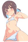  1girl bikini black_hair blue_bikini blue_hair blush breasts cameltoe closed_mouth covered_nipples hozuki_momiji looking_at_viewer multicolored_hair nipples onii-chan_wa_oshimai! pc_fworks red_eyes short_hair simple_background small_breasts solo standing swimsuit twintails white_background 