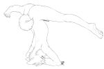  2023 anthro artist_name butt canid canine canis claws curled_tail digital_drawing_(artwork) digital_media_(artwork) domestic_dog feet hair handstand hi_res male mammal nude pawpads paws reikapup signature sketch solo toes 