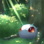  bush cascoon forest grass haru_aki_tibi light_rays nature no_humans outdoors pokemon pokemon_(creature) solo sunbeam sunlight tree 