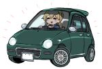  3girls blonde_hair blush car closed_eyes driving haruna_(kancolle) kantai_collection long_hair mini_person minigirl motor_vehicle multiple_girls open_mouth prinz_eugen_(kancolle) sendai_(kancolle) simple_background solo terrajin twintails white_background 