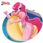  absurd_res anthro anthrofied big_breasts bikini breasts clothed clothing equid equine female friendship_is_magic hair hasbro hi_res horse huge_breasts mammal my_little_pony nipples pink_hair pinkie_pie_(mlp) pony ribiruby side-tie_bikini solo string_bikini swimwear topless 