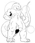  1998 3_toes 4_fingers anthro apatosaurus astor balls big_abs big_balls big_biceps big_muscles big_pecs big_penis big_quads black_and_white claws dinosaur diplodocid feet finger_claws fingers flaccid genitals humanoid_genitalia humanoid_penis l._frank long_neck long_tail low-angle_view male monochrome muscular muscular_anthro muscular_male pecs pen_(artwork) penis reptile sauropod scalie simple_background solo tail toe_claws toes traditional_media_(artwork) 
