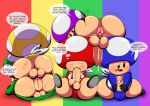  absurd_res anal anal_penetration anus autofellatio bodily_fluids bulge butt butt_grab clothed clothing cum dialogue doggystyle from_behind_position genital_fluids genitals group group_sex hand_on_butt hi_res male male/male mario_bros masturbation nintendo oral oral_masturbation paper_mario paper_mario:_color_splash partially_clothed penetration penile penile_masturbation penis rainbow sex spread_butt spreading sucking tepigfan101 toad_(mario) underwear underwear_down 