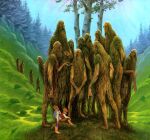  darrel_sweet_(artist) elemental_creature elemental_humanoid flora_fauna forest group hobbit humanoid j._r._r._tolkien landscape landscape_background male male/male meriadoc_brandybuck middle-earth_(tolkien) peregrin_took plant plant_humanoid the_lord_of_the_rings treant tree treebeard 