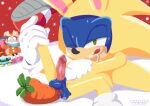  anal anthro balls biped bodily_fluids bunny_costume carrot censored clothing costume cream_the_rabbit cum cum_in_mouth cum_inside duo female food genital_fluids genitals looking_at_viewer majin_secretk male male_penetrated masturbation mosaic_censorship penetration penis plant sega sonic_the_hedgehog sonic_the_hedgehog_(series) torn_clothing vegetable 