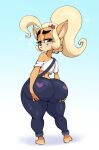  &lt;3 absurd_res activision anthro bandicoot barefoot big_butt bite biting_lip blonde_hair bottomwear butt clothed clothing coco_bandicoot crash_bandicoot_(series) crop_top daredemon7000 eyebrows eyelashes feet female fingers fur green_eyes hair half-closed_eyes hand_on_butt hand_on_own_butt hi_res long_hair looking_at_viewer looking_back mammal marsupial midriff narrowed_eyes off_shoulder pants ponytail shirt solo standing tan_body tan_fur thick_eyebrows thick_thighs topwear wide_hips 