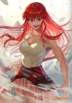  1girl breasts highres konjiki_no_gash!! konjiki_no_gash!!_2 large_breasts long_hair muscular muscular_female otton red_eyes red_hair solo tank_top tio_(konjiki_no_gash!!) 