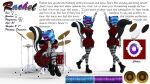  anthro anthro_(artist) boots clothing drum drum_set female footwear goth highlights_(coloring) legwear mammal mephitid model_sheet musical_instrument musician percussion_instrument punk rachel_(disambiguation) skunk solo stockings 