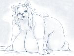 &lt;3 all_fours anthro bear big_breasts breasts eyebrows fdokkaku female fingers hair hanging_breasts huge_breasts long_hair looking_at_viewer mammal monochrome nipples nude open_mouth overweight overweight_anthro overweight_female solo tail thick_thighs 