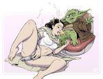  barefoot blush breasts duo ejaculation erection feet female genitals human lightsaber male male/female mammal melee_weapon nipples one_eye_closed padme_amidala penis seepingooze star_wars teeth tongue tongue_out weapon yoda yoda&#039;s_species 