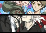  2boys danganronpa_(series) danganronpa_2:_goodbye_despair hinata_hajime kamukura_izuru komaeda_nagito light_smile multiple_boys naughty_face throat_grab yandr4hope 