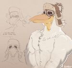  anthro avian beak bird english_text feathers hi_res male muscular muscular_anthro muscular_male nintendo pecs pelecaniform pelican penn_(totk) shirtless solo tears_of_the_kingdom text the_legend_of_zelda white_body white_feathers xeoniios 