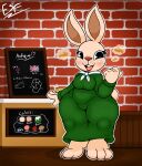  3_toes absurd_res anthro clothing dress electricsnowfox feet female fur hi_res lagomorph leporid looking_at_viewer mammal rabbit solo standing tan_body tan_fur thick_thighs toes 