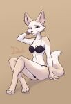  absurd_res anthro black_clothing black_cloting black_panties black_underwear bottomwear bra breasts canid canine cheek_tuft clothed clothing digital_media_(artwork) dipstick_tail facial_tuft fany_(foxdee) feet female fennec fingering fingers fox fur gloves_(marking) hand_on_head hi_res looking_at_viewer mammal markings narrowed_eyes panties shadow simple_background sitting smile smoothymilk smug smug_face solo tail tail_markings tattoo toes topwear tuft underwear wide_hips 