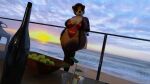  16:9 3d_(artwork) ailurid balcony blx24 breasts clothing digital_media_(artwork) female glass hi_res mammal red_panda sun swimwear water wide_hips widescreen 