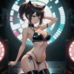  animal_ears ass black_hair black_thighhighs breasts cat_ears cat_girl cleavage cutie_honey cyberpunk huge_ass large_breasts latex medium_breasts non-web_source panties petite science_fiction small_waist solo solo_focus thighhighs underwear 