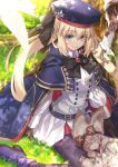  2girls artoria_caster_(fate) artoria_caster_(second_ascension)_(fate) artoria_pendragon_(fate) belt beret bird black_gloves black_pantyhose blonde_hair blue_cape blue_headwear blush breasts buttons cape closed_eyes double-breasted dress fate/grand_order fate_(series) gloves green_eyes habetrot_(fate) hat highres hood hooded_cape long_hair long_sleeves looking_at_viewer multicolored_cape multicolored_clothes multiple_girls neko_daruma pantyhose pink_hair red_cape sitting sleeping small_breasts smile staff twintails wariza white_dress 