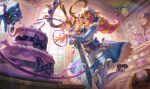  2girls :d bad_source blonde_hair bow bowtie breasts cafe_cuties_(league_of_legends) cafe_cuties_gwen cafe_cuties_soraka cake cone_hair_bun croissant dress drill_hair flower food frilled_dress frills gwen_(league_of_legends) hair_bow hair_bun hand_up holding holding_scissors holding_staff indoors league_of_legends long_hair long_sleeves maid maid_headdress multicolored_hair multiple_girls official_art open_mouth pantyhose parted_bangs pink_flower pink_hair pink_rose rose scissors shoes smile solo_focus soraka_(league_of_legends) staff stuffed_animal stuffed_cat stuffed_toy table teeth twin_drills twintails two-tone_hair upper_teeth_only white_pantyhose window 