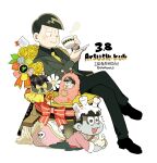  3boys atsushi_(osomatsu-san) bouquet colored_skin creature crossed_legs cup garara382 grey_skin hat holding holding_cup looking_at_object male_focus matsuno_todomatsu mop multiple_boys multiple_persona one_eye_closed osomatsu-san pirate_hat sitting slug zombie zombification 