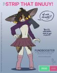  ambiguous_gender blonde_hair blush bottomwear brown_body brown_fur brown_hair clothing feretta flat_chested fundraiser fur hair hi_res hoodie knee_highs lagomorph legwear leporid mammal piercing rabbit skirt stockings topwear twinsam undressing white_body white_fur yellow_eyes 