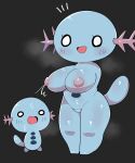  5:6 absurd_res areola armless belly black_background blue_body blue_breasts blue_skin blue_tail blush blush_lines bodily_fluids breasts duo ebi10000000000 female generation_2_pokemon glistening glistening_belly glistening_head glistening_horn glistening_tail glistening_thighs hi_res horn limbless looking_at_another nintendo nipples open_mouth open_smile pokemon pokemon_(species) purple_areola purple_blush purple_horn purple_nipples red_tongue short_stack simple_background smile steam sweat sweaty_face tail thick_thighs tongue wide_hips wooper 