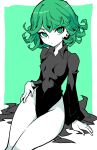  1girl akableak black_dress breasts curly_hair dress green_eyes green_hair highres looking_at_viewer one-punch_man small_breasts solo tatsumaki 