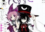 2others :o arm_on_another&#039;s_shoulder bare_shoulders black_coat black_eyes black_hair black_headwear bow bowtie chinese_commentary closed_mouth coat collared_shirt commentary_request detached_sleeves enraku_tsubakura expressionless eye_of_senri eye_on_hat flower hand_on_headwear hat highres holding holding_string japanese_clothes kimono len&#039;en long_sleeves looking_at_viewer multiple_others open_mouth other_focus pink_hair purple_eyes purple_flower red_bow red_bowtie red_headwear shion_(len&#039;en) shirt short_hair sleeveless sleeveless_coat sleeveless_kimono sleeveless_shirt string tiankong_yiji top_hat triangular_headpiece two-sided_fabric two-sided_headwear upper_body white_kimono white_shirt white_sleeves wide_sleeves 