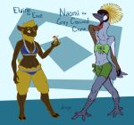  anthro avian avian_caruncle avian_feet beverage bikini bird bovid bow_accessory breasts caprine cleavage clothed clothing crane_(bird) crowned_crane dewlap_(anatomy) dregadude duo female fur grey_crowned_crane gruiform hooves horizontal_pupils mammal navel pose pupils sheep swimwear wattle yellow_body yellow_fur 