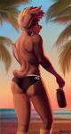  absurd_res aiofluff anthro beach bottle briefs butt canid canine canis clothing container detailed_background digital_media_(artwork) domestic_dog evening fur girly hi_res light looking_away male mammal mastiff molosser nub_tail palm_tree pinup plant pose rear_view rottweiler seaside solo speedo sunlight sunset swimming_trunks swimwear tree underwear warm_colors warm_lighting water_bottle 