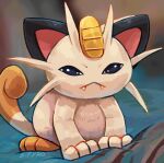  :&lt; black_eyes cat closed_mouth fangs looking_at_viewer meowth no_humans pokemon pokemon_(creature) sifyro unamused 