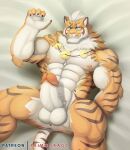  abs anthro anus balls biceps claws felid fur genitals hi_res lin_hu male mammal muscular muscular_anthro muscular_male nekojishi nipples pantherine pecs penis primodrago solo studio_klondike tail tiger vein veiny_penis 