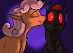  arthropod black_body changeling duo equid equine eyes_closed female feral foxenawolf friendship_is_magic fur goldfur&#039;s_cogsverse hair hasbro horn kissing male male/female mammal my_little_pony open_mouth orange_body orange_fur pink_hair unicorn unicorn_horn 