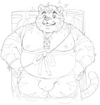  2023 anthro belly bidedozenurge big_belly bulge clothing felid hi_res humanoid_hands kemono male mammal moobs navel nipples overweight overweight_male pantherine solo tiger underwear 