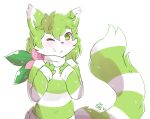  2023 3_fingers ambiguous_gender anthro black_nose blush clothing colored_sketch espy fingers flower fur furret generation_2_pokemon generation_4_pokemon green_body green_eyes green_fur green_hair hair half-closed_eyes half-length_portrait hi_res hybrid inner_ear_fluff legendary_pokemon looking_at_viewer narrowed_eyes niima_(shaymin) nintendo paws plant pokemon pokemon_(species) portrait shaymin simple_background sketch solo sweater topwear tuft white_background white_body white_fur 