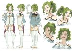  1girl bare_shoulders boots capelet collarbone dress elbow_gloves expressions fire_emblem fire_emblem:_the_sacred_stones full_body gloves green_eyes green_hair hand_on_own_hip highres hoshigaki_(hsa16g) l&#039;arachel_(fire_emblem) multiple_views open_mouth reference_sheet teeth thigh_boots white_background white_dress white_gloves 