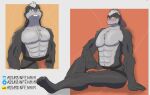  abs anthro assassinfenrir blush buckteeth bulge chest_tuft clothing colored fur grey_body grey_fur grey_hair hair hi_res jockstrap lagomorph leporid male mammal multicolored_body multicolored_fur muscular muscular_anthro muscular_male orange_eyes pecs pink_nose rabbit shaded simple_background solo teeth tuft two_tone_body two_tone_fur underwear watermark 