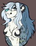  anthro breasts fangs felid feline female fur fur_markings hair leopard leopard_spots long_hair looking_at_viewer low_res mammal markings nikita_arcticsnowfex pantherine sabertooth_(anatomy) simple_background smile snow_leopard solo spots sunny666 teeth 