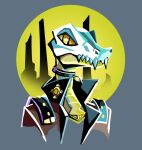  ambiguous_gender anthro artsyrobo choker clothed clothing drawfee_(copyright) fangs fonts_(karina_farek) hi_res jacket jewelry mask necklace pupils reptile scalie sharp_teeth skull_mask slit_pupils snake solo teeth topwear 