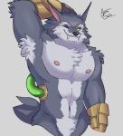  abs absurd_res anthro astrogarlic biceps canid canine canis fur hi_res league_of_legends male mammal muscular muscular_anthro muscular_male nipples nude pecs riot_games solo solo_focus tail warwick_(lol) wolf yellow_eyes 