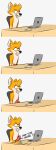  absurd_res anthro canid canine chris_(raposanaranja) computer fox happy happy_penis happy_sex hi_res laptop male male/male mammal meme office orange raposanaranja sex simple_background solo 