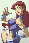  1girl 2017 alien bracer dc_comics green_eyes long_hair looking_at_viewer red_hair solo starfire superhero teen_titans usmanhayat 