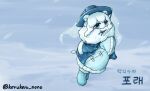  animal_ears bear bear_ears bear_girl blue_coat blue_footwear coat furry furry_female kerukeru-nono original polar_bear snow snowing 