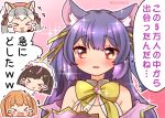  .live 4girls animal_ears black_hair blue_hair blush bow bowtie brown_hair closed_mouth coroha dress extra_ears grey_hair hat indie_virtual_youtuber irodori_mayoi island_fox_(kemono_friends) kemono_friends kemono_friends_v_project long_hair looking_at_viewer microphone multiple_girls open_mouth red_eyes ribbon rurun_rururica sakurazuki_kanon shrims simple_background smile twintails virtual_youtuber 