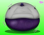  &lt;3 absurd_res ambiguous_fluids anthro blueberry_inflation blueberry_juice cinderace clothing fan_character generation_8_pokemon green_clothing grey_clothing happy hi_res hyper_inflation immobile inflation kuwo leggings legwear male nintendo pokemon pokemon_(species) purple_body reathe_(character) round_body rumbling_stomach simple_background slosh solo sweatshirt swelling tight_clothing 