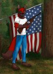  absurd_res anthro blaze_wolf canid canine canis cartermutt facing_forward gun hi_res looking_at_viewer male mammal posing_for_picture ranged_weapon solo stars_and_stripes united_states_of_america weapon wolf 