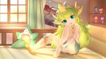  1girl :d absurdres ass bare_shoulders bed caca_(1zz1) dressing figure green_eyes green_hair green_skirt hair_ornament highres indoors janna_(league_of_legends) jinx_(league_of_legends) league_of_legends long_hair lulu_(league_of_legends) lux_(league_of_legends) miniskirt open_mouth panties pleated_skirt pointy_ears poppy_(league_of_legends) poster_(object) sitting skirt smile socks solo star_(symbol) star_guardian_(league_of_legends) star_guardian_janna star_guardian_jinx star_guardian_lux star_guardian_poppy star_hair_ornament teeth underwear upper_teeth_only white_panties white_socks window 