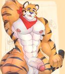  absurd_res anthro balls felid foreskin frosted_flakes genitals half-erect hi_res humanoid_genitalia humanoid_penis kellogg&#039;s male mammal mascot muscular muscular_anthro muscular_male palth6 pantherine partially_retracted_foreskin penis solo tiger tony_the_tiger vein veiny_penis 